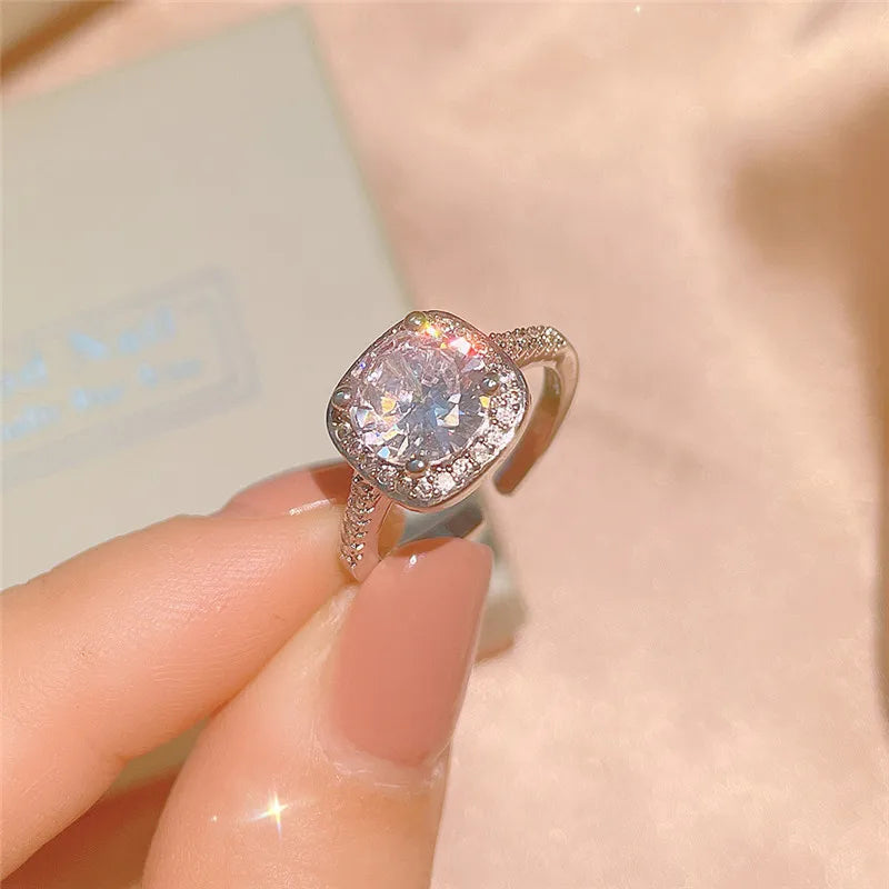 CC Wedding Jewelry Silver Color Necklace Earring Ring Sets for Women Party Engagement Accessories Classic Design CCN501