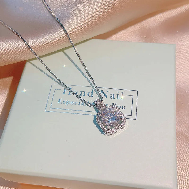 CC Wedding Jewelry Silver Color Necklace Earring Ring Sets for Women Party Engagement Accessories Classic Design CCN501