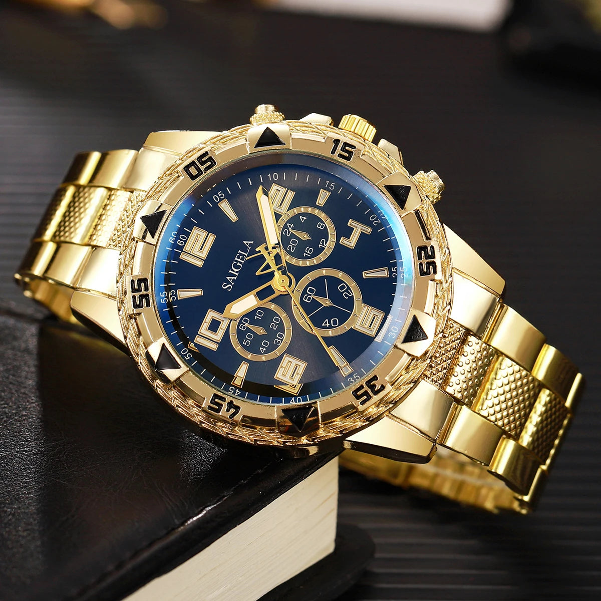 2PCS/Set Men’s Business Watches – Fashion Arabic Dial Steel Band Quartz Wristwatch Set (Without Box)