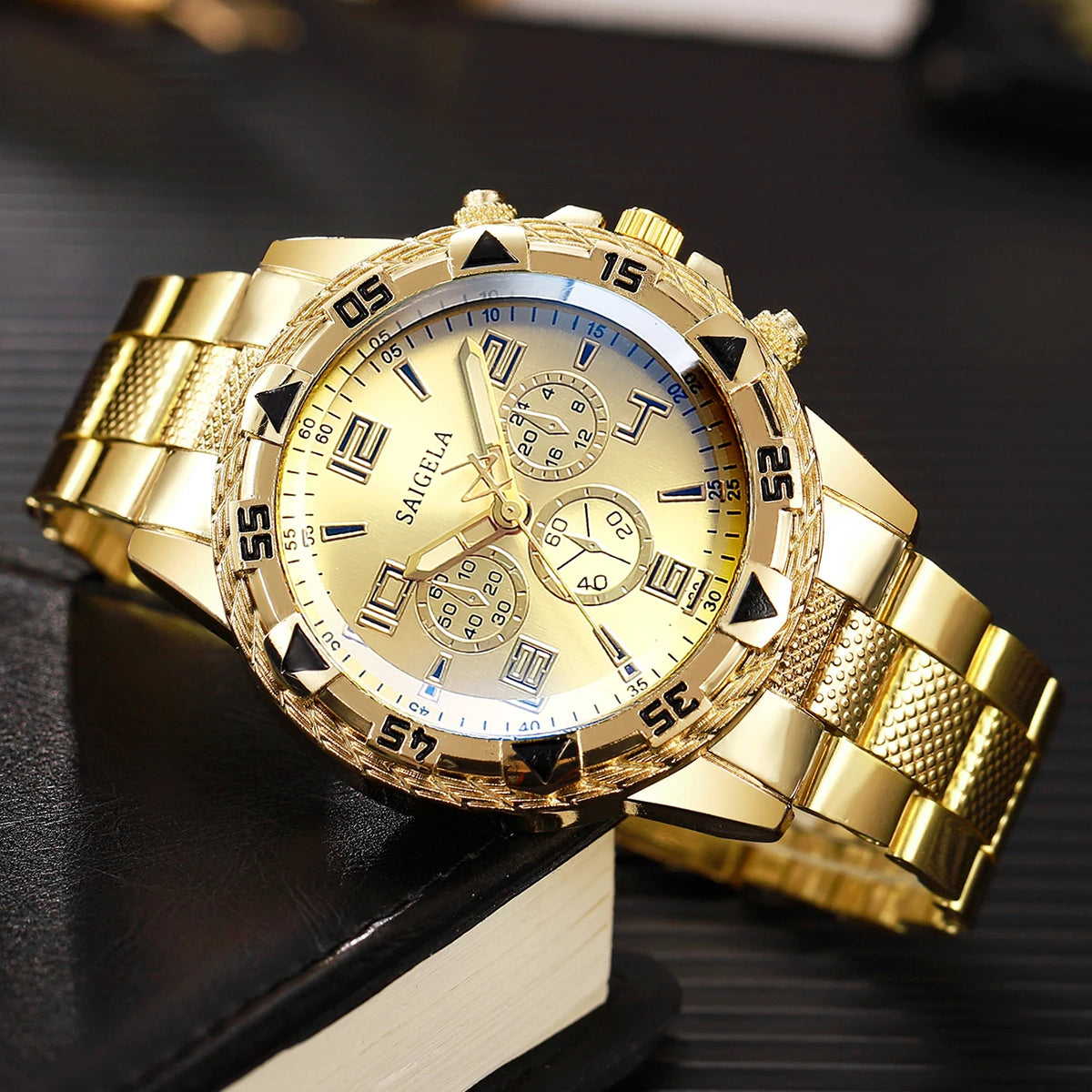 2PCS/Set Men’s Business Watches – Fashion Arabic Dial Steel Band Quartz Wristwatch Set (Without Box)