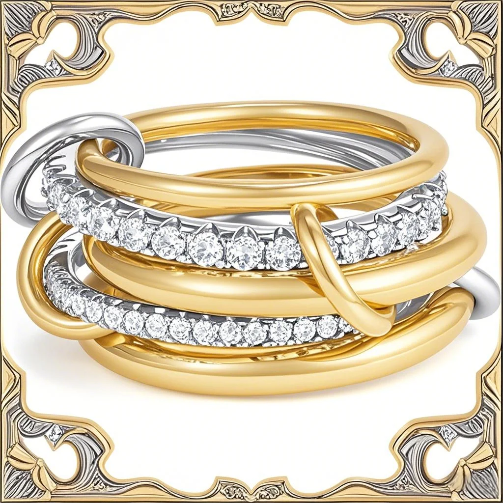 Five-Ring Stacked Anti-Stress Ring – Fashionable Street Hip-Hop Style for Girls, Perfect for Daily Wear and Parties