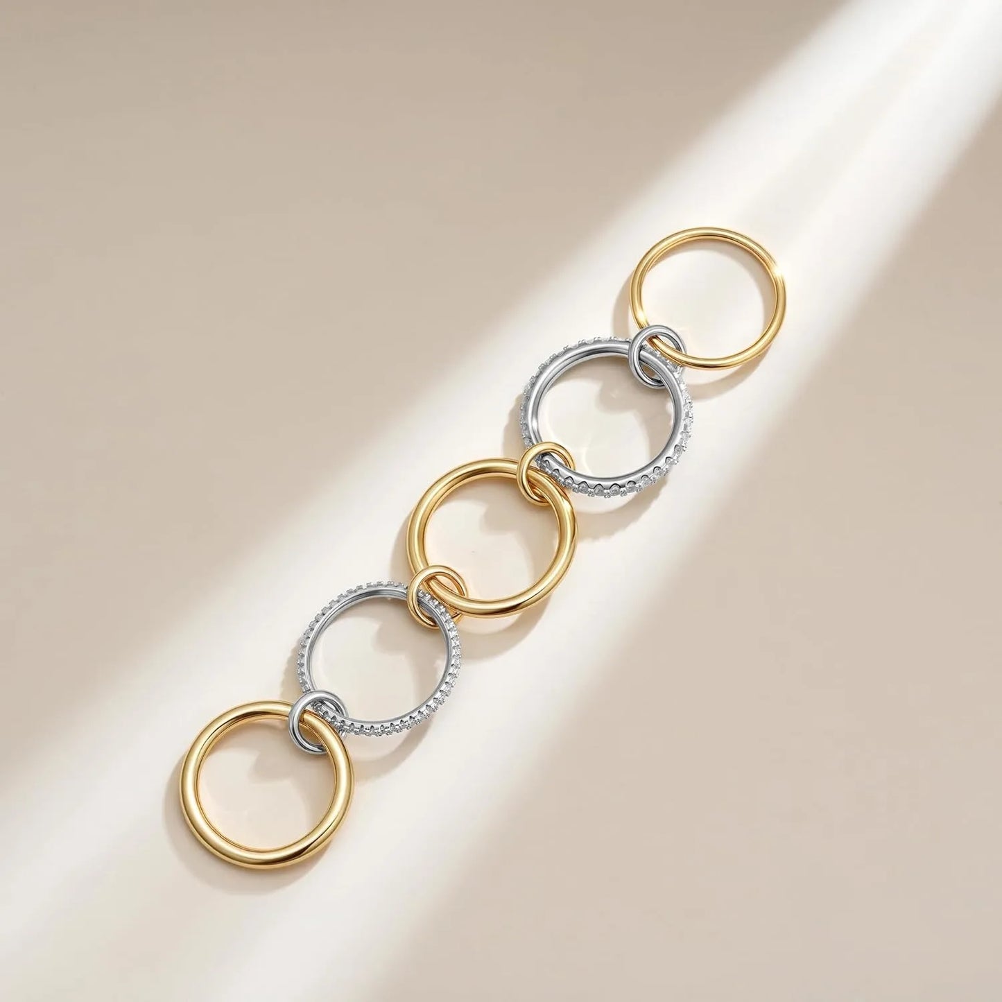 Five-Ring Stacked Anti-Stress Ring – Fashionable Street Hip-Hop Style for Girls, Perfect for Daily Wear and Parties