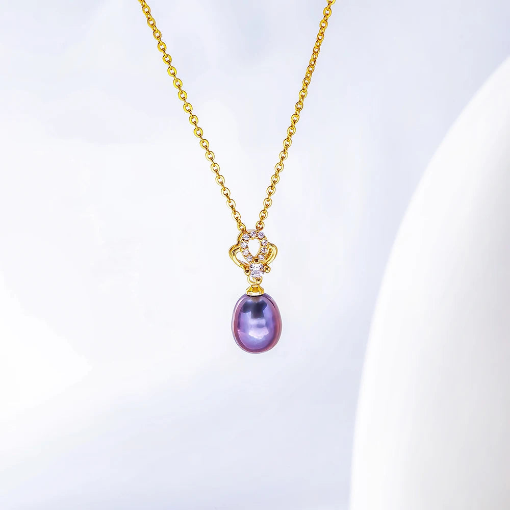 Natural Freshwater Pearl Pendant Necklace – Antler Crown Design, Elegant Ladies Jewelry, Perfect Holiday Gift