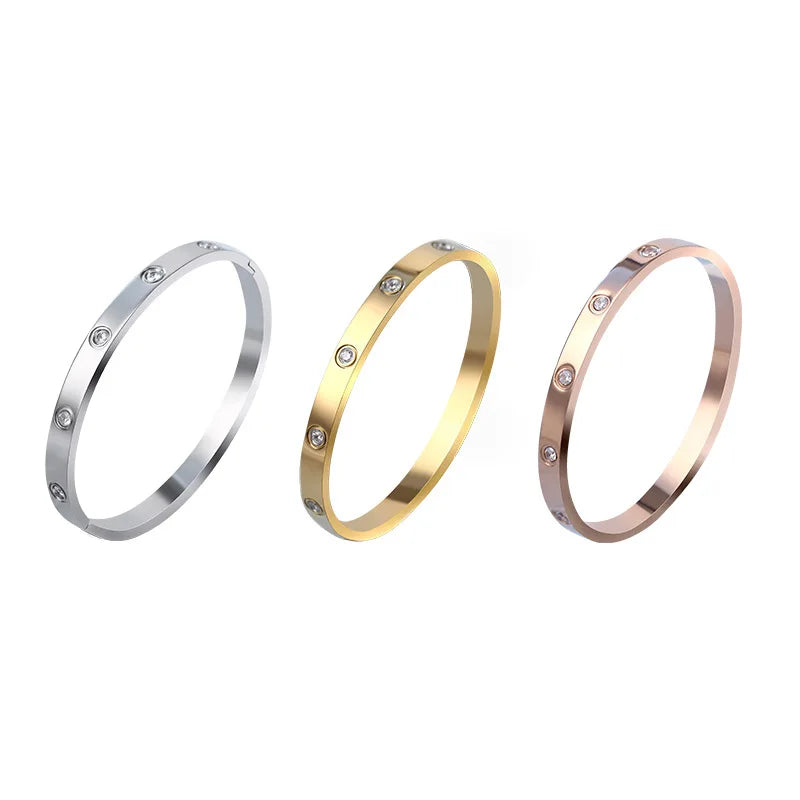 Stainless Steel Crystal Cuff Bracelet – Elegant Fashion Jewelry