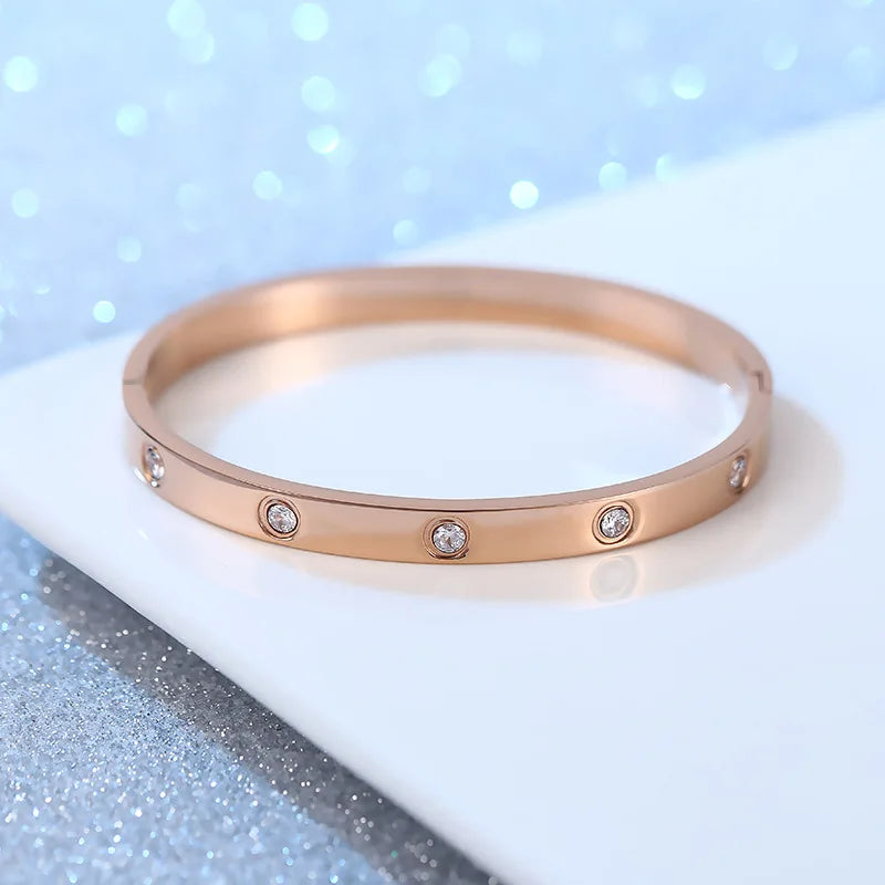 Stainless Steel Crystal Cuff Bracelet – Elegant Fashion Jewelry