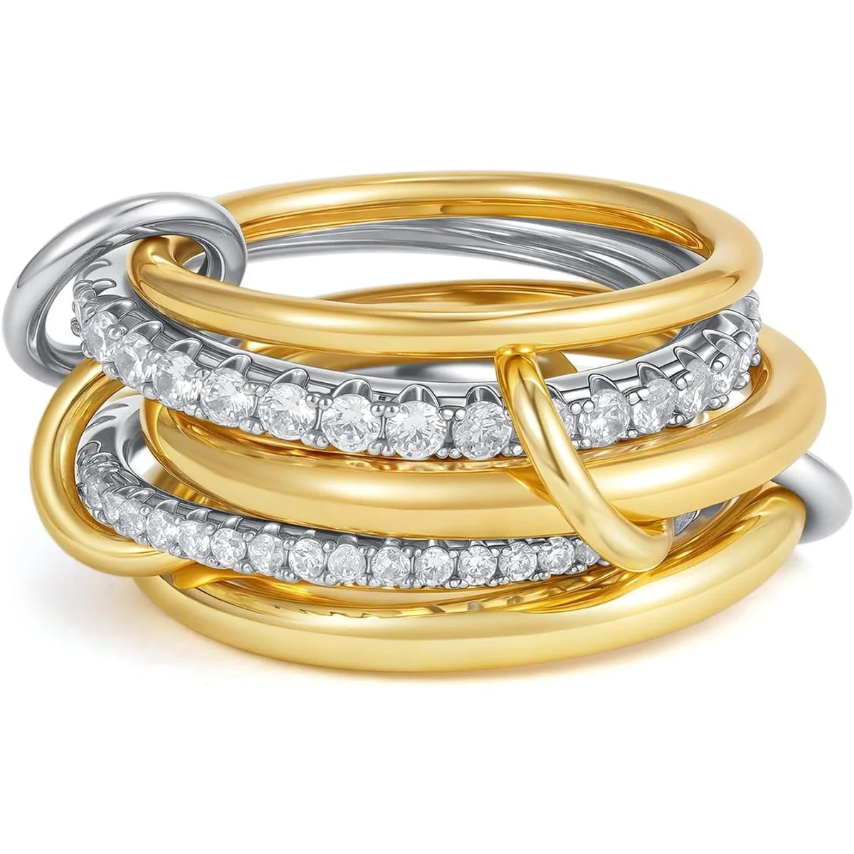 Five-Ring Stacked Anti-Stress Ring – Fashionable Street Hip-Hop Style for Girls, Perfect for Daily Wear and Parties