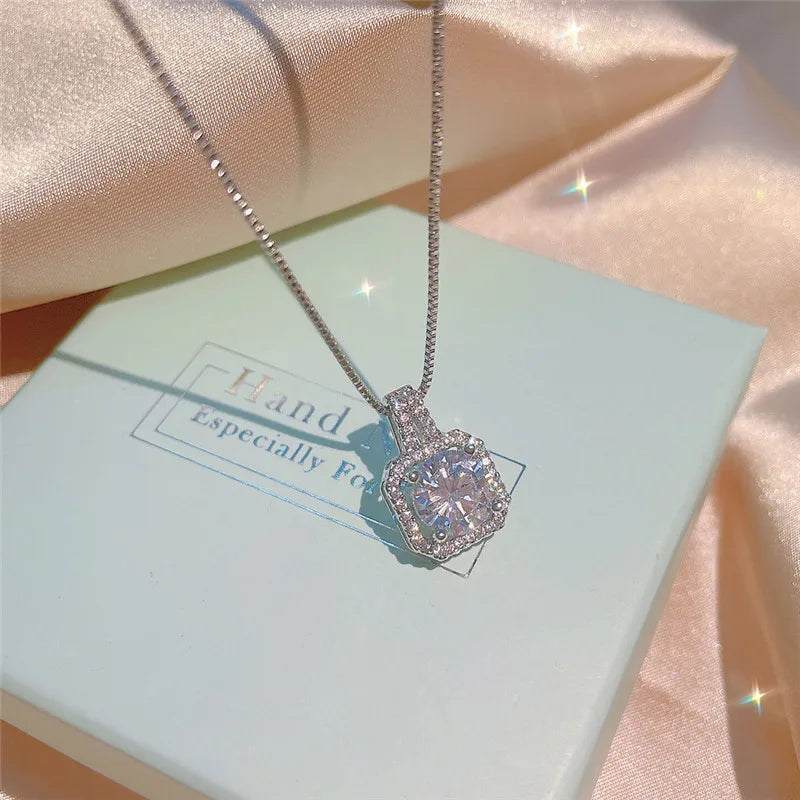 CC Wedding Jewelry Silver Color Necklace Earring Ring Sets for Women Party Engagement Accessories Classic Design CCN501