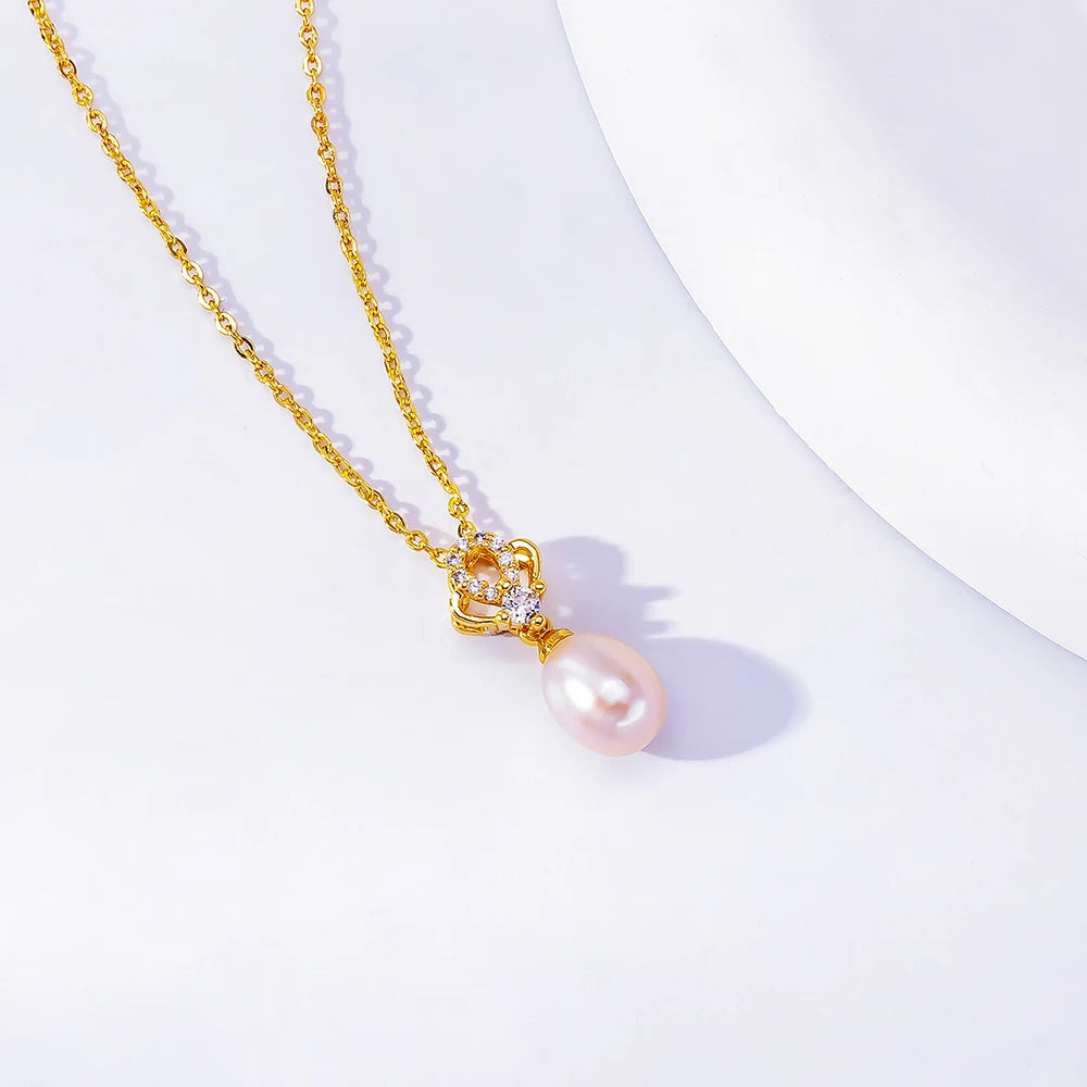 Natural Freshwater Pearl Pendant Necklace – Antler Crown Design, Elegant Ladies Jewelry, Perfect Holiday Gift