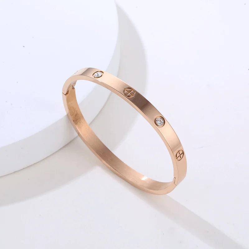 Stainless Steel Crystal Cuff Bracelet – Elegant Fashion Jewelry