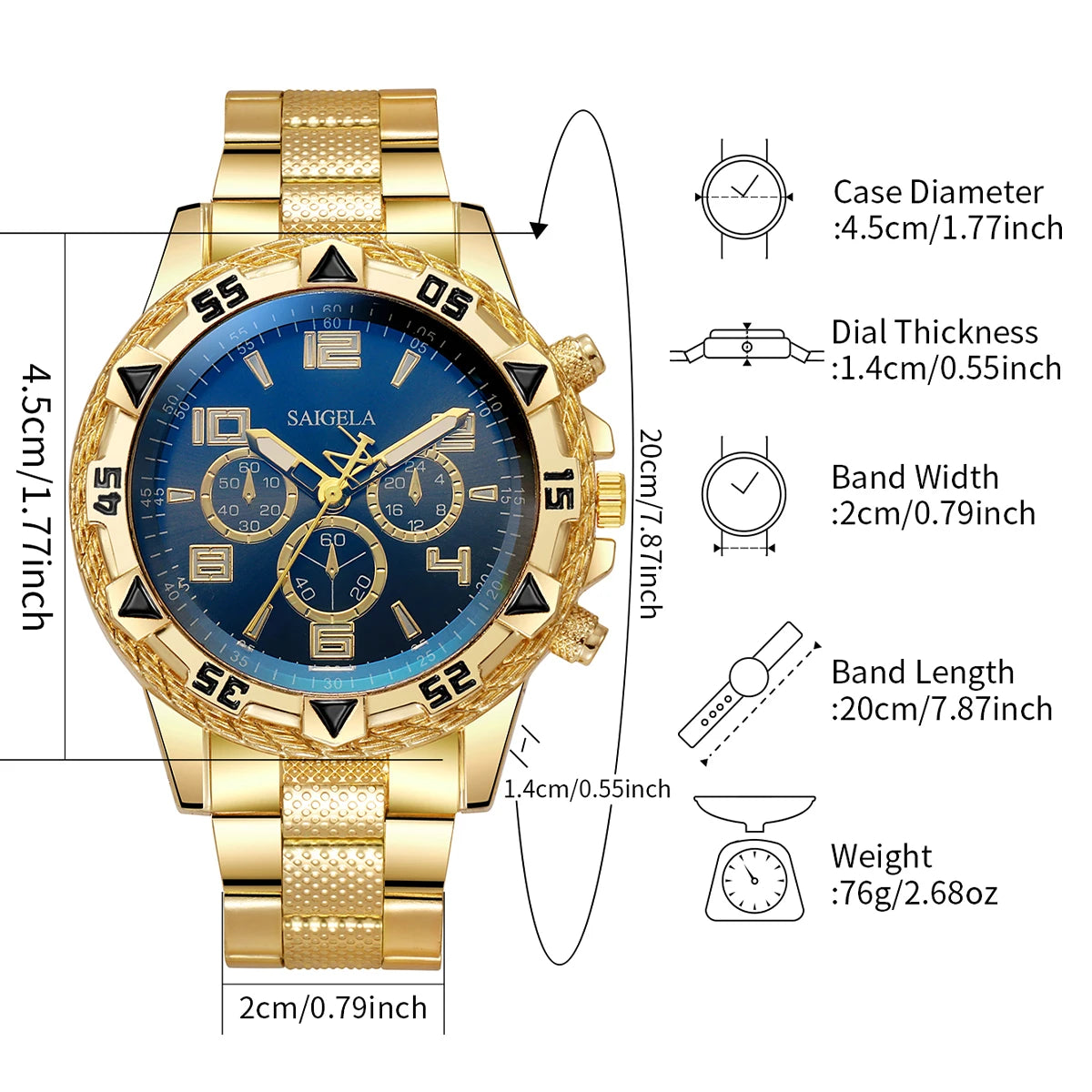 4PCS/Set Men’s Fashion Quartz Watches – Casual Gold Steel Band Analog Wristwatches (Without Box)