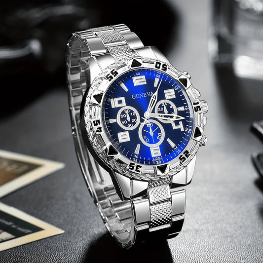 Classic Minimalist Men's Watch & Bracelet Set