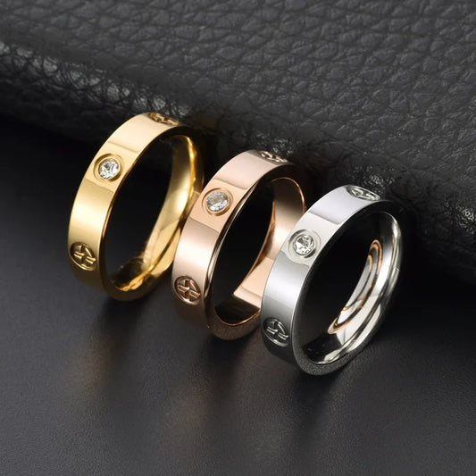 Luxury Stainless Steel Love Screw Ring