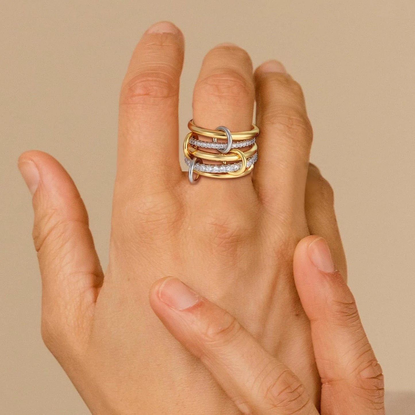 Five-Ring Stacked Anti-Stress Ring – Fashionable Street Hip-Hop Style for Girls, Perfect for Daily Wear and Parties