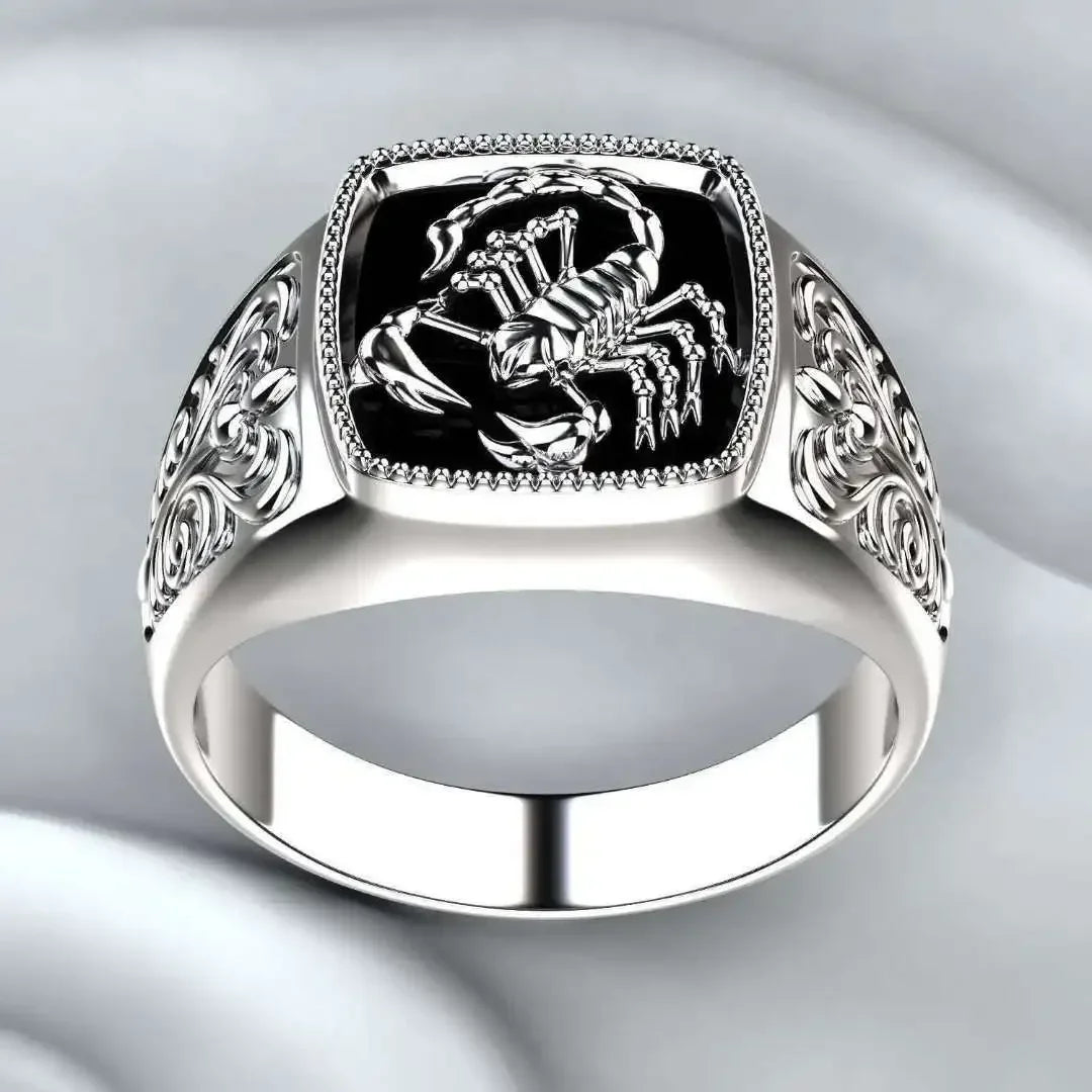 WOSIKATE Men's Scorpion Silver Ring