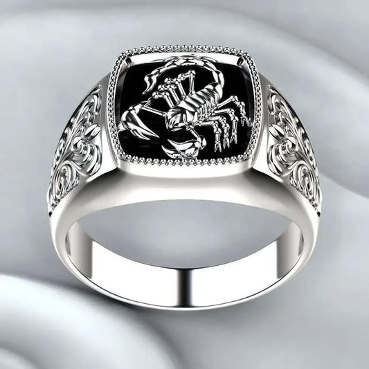 WOSIKATE Men's Scorpion Silver Ring