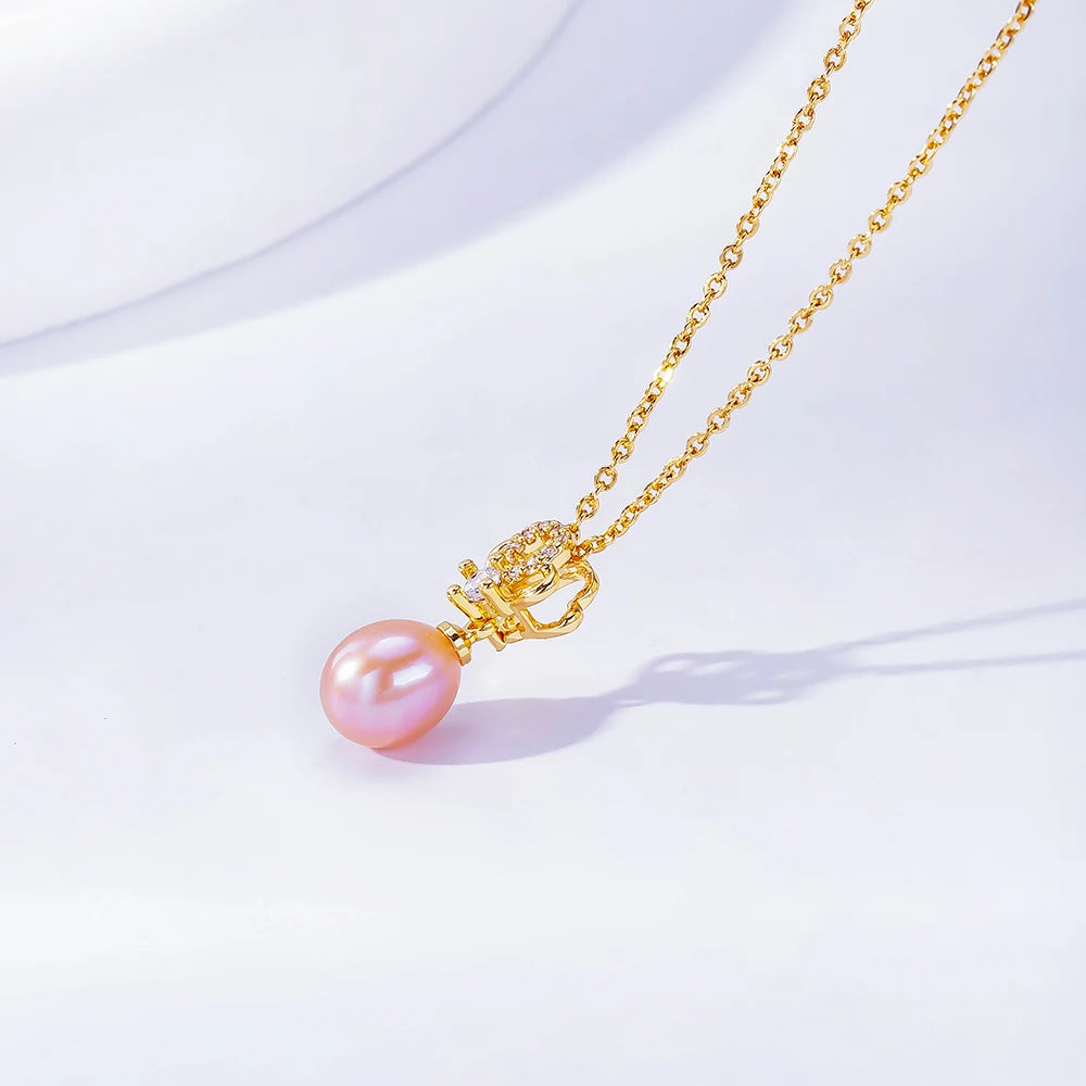 Natural Freshwater Pearl Pendant Necklace – Antler Crown Design, Elegant Ladies Jewelry, Perfect Holiday Gift