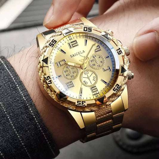 3PCS/Set Men’s Business Quartz Watch + Necklace + Bracelet (Without Box)