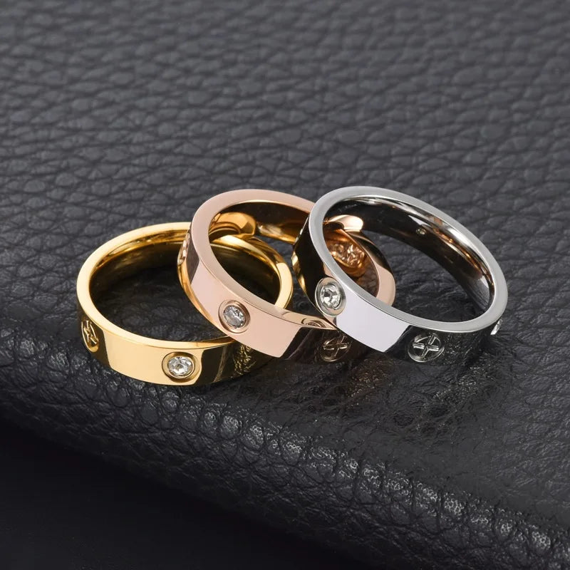 Luxury Stainless Steel Love Screw Ring