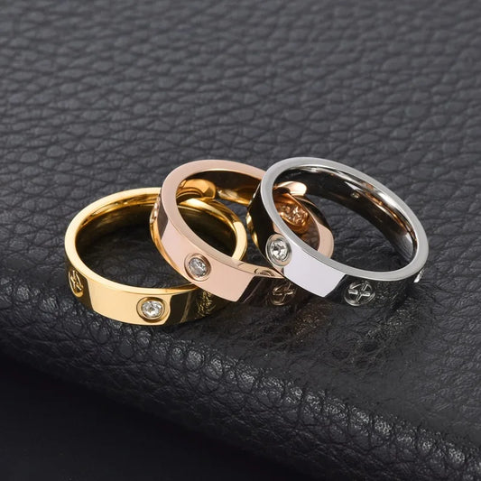 Luxury Stainless Steel Love Screw Ring