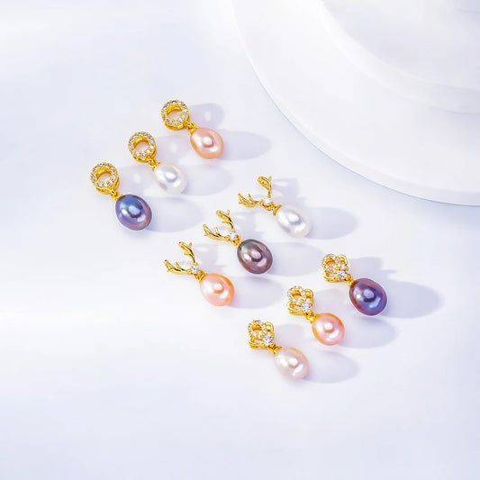 Natural Freshwater Pearl Pendant Necklace – Antler Crown Design, Elegant Ladies Jewelry, Perfect Holiday Gift