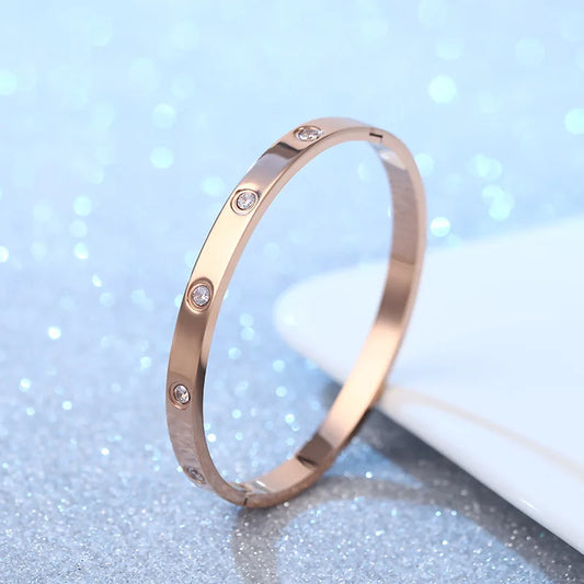 Stainless Steel Crystal Cuff Bracelet – Elegant Fashion Jewelry